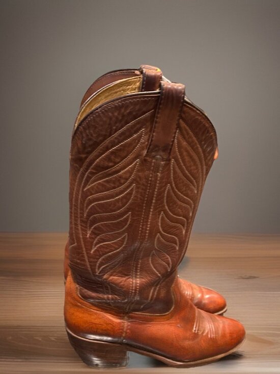 Vintage ACME Leather Western Cowboy Boots Tan USA Size 8.5 D main image 3